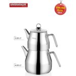 Kahramanlar Piramit Platin XXL 7 L Çaydanlık Seti 18/10 Paslanmaz Çelik Yüksek Isı İletimli - Görsel 2