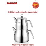 Kahramanlar Piramit Platin XXL 7 L Çaydanlık Seti 18/10 Paslanmaz Çelik Yüksek Isı İletimli - Görsel 3