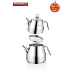 Kahramanlar Piramit Platin XXL 7 L Çaydanlık Seti 18/10 Paslanmaz Çelik Yüksek Isı İletimli - Görsel 5