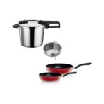 Fissler Vitaquick Edition 6 Litre Düdüklü Tencere + Kırmızı Cenit Tava Set