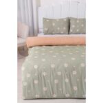 Riva İstanbul Minimal Yeşil Papatya Çift Kişilik Nevresim Takımı Pamuklu