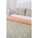 Riva İstanbul Minimal Yeşil Papatya Çift Kişilik Nevresim Takımı Pamuklu - Görsel 3