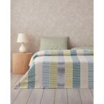 English Home Border Line Kolay Ütülenir Tek Kişilik Nevresim Takımı 160X220 cm Yeşil-Bej