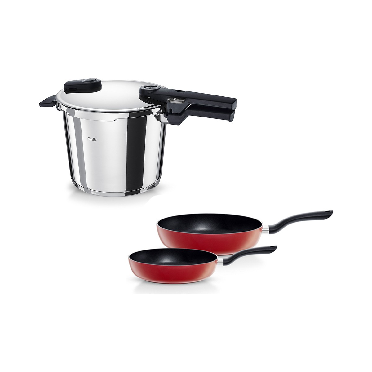 110001179384462.jpg Fissler Vitaquick Glossy 6 Litre Düdüklü Tencere + Kırmızı Cenit Tava Set - Görsel 1
