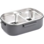 Tantitoni Gri Paslanmaz Çelik Dikdörtgen Çatal ve Kaşıklı Yemek Taşıma Kabı 850ML - Görsel 2