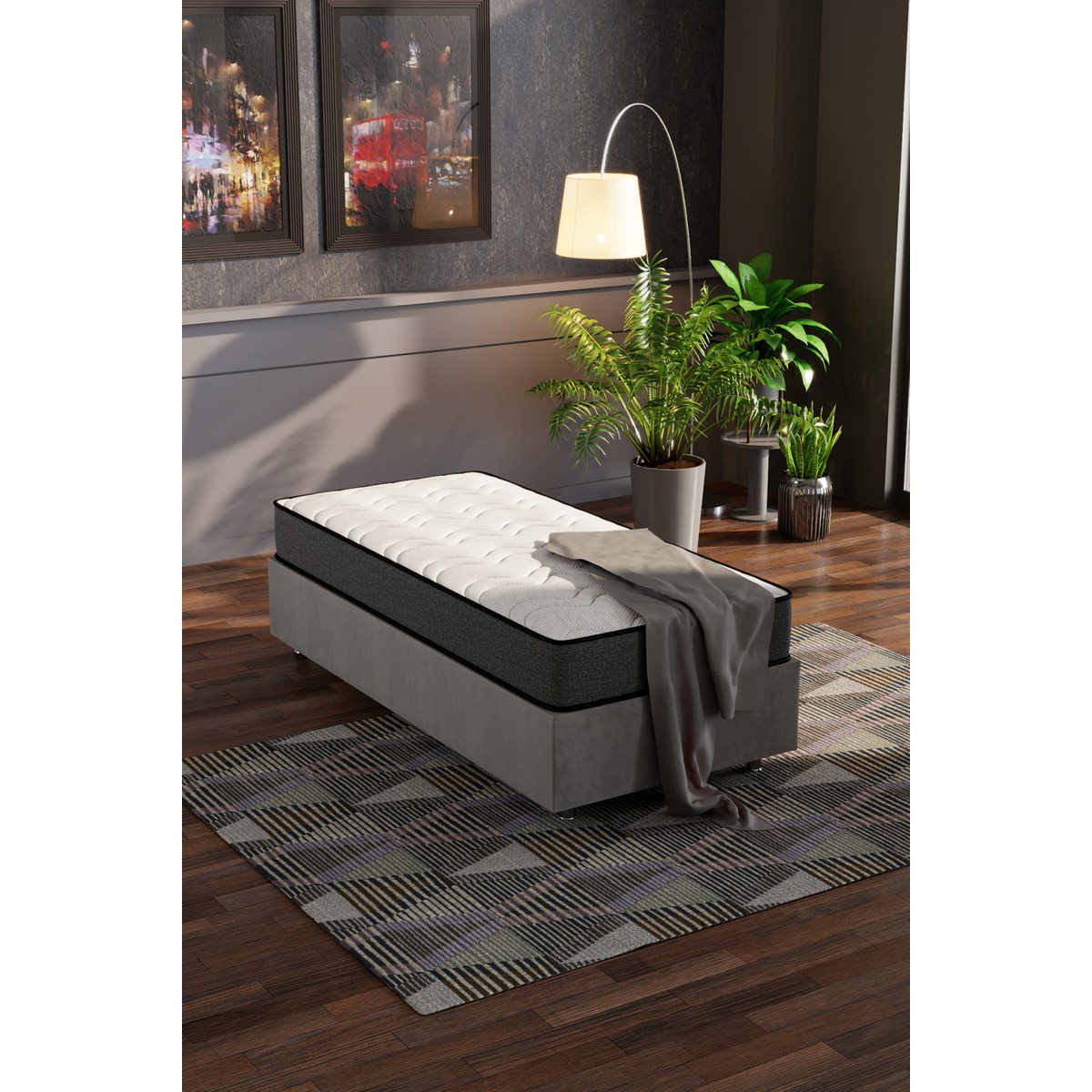 110001179494980.jpg Mobpazar Yaylı Ortopedik Tek Kişilik Yatak 90x190 cm 18 cm Bonel Yaylı Jakar Kumaş Siyah Beyaz - Görsel 1