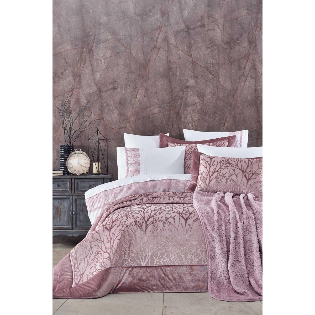 110001179703897.jpg Elart Çeyiz Paketi 10 Parça (Yatak Örtüsü+Nevresim Takımı+Battaniye) Bahar Gülkurusu - Görsel 1