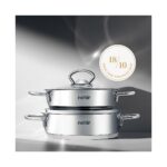 Nehir Silver Paslanmaz Çelik Sahan Seti - Gri - 18 cm + 20 cm