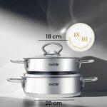 Nehir Silver Paslanmaz Çelik Sahan Seti - Gri - 18 cm + 20 cm - Görsel 5