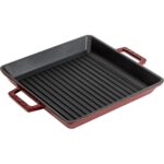 Lava Döküm Kare Izgara Tavası Döküm Demir Yekpare Çift Kulplu Ölçü 26X26CM.-BORDO - Görsel 2