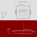 Lava Döküm Kare Izgara Tavası Döküm Demir Yekpare Çift Kulplu Ölçü 26X26CM.-BORDO - Görsel 5