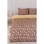 Riva İstanbul Kahve Papatyalı Çift Kişilik Nevresim Takımı Pamuklu