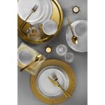 Porland Almina 18 Parça 6 Kişilik Beyaz Porselen Yemek ve Sunum Takımı – Altın File Detaylı Zarif Tasarım - Görsel 3