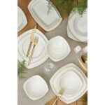 Emsan Defne 60 Parça 12 Kişilik Beyaz Desenli Porselen Yemek Takımı – Şık Tasarım ve Dayanıklı Yapı - Görsel 5