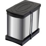 Pyramith 12+12 Litre Antrasit Teleskopik Raylı Paslanmaz Çöp Kovası (P-9456)