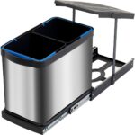 Pyramith 12+12 Litre Antrasit Teleskopik Raylı Paslanmaz Çöp Kovası (P-9456) - Görsel 2