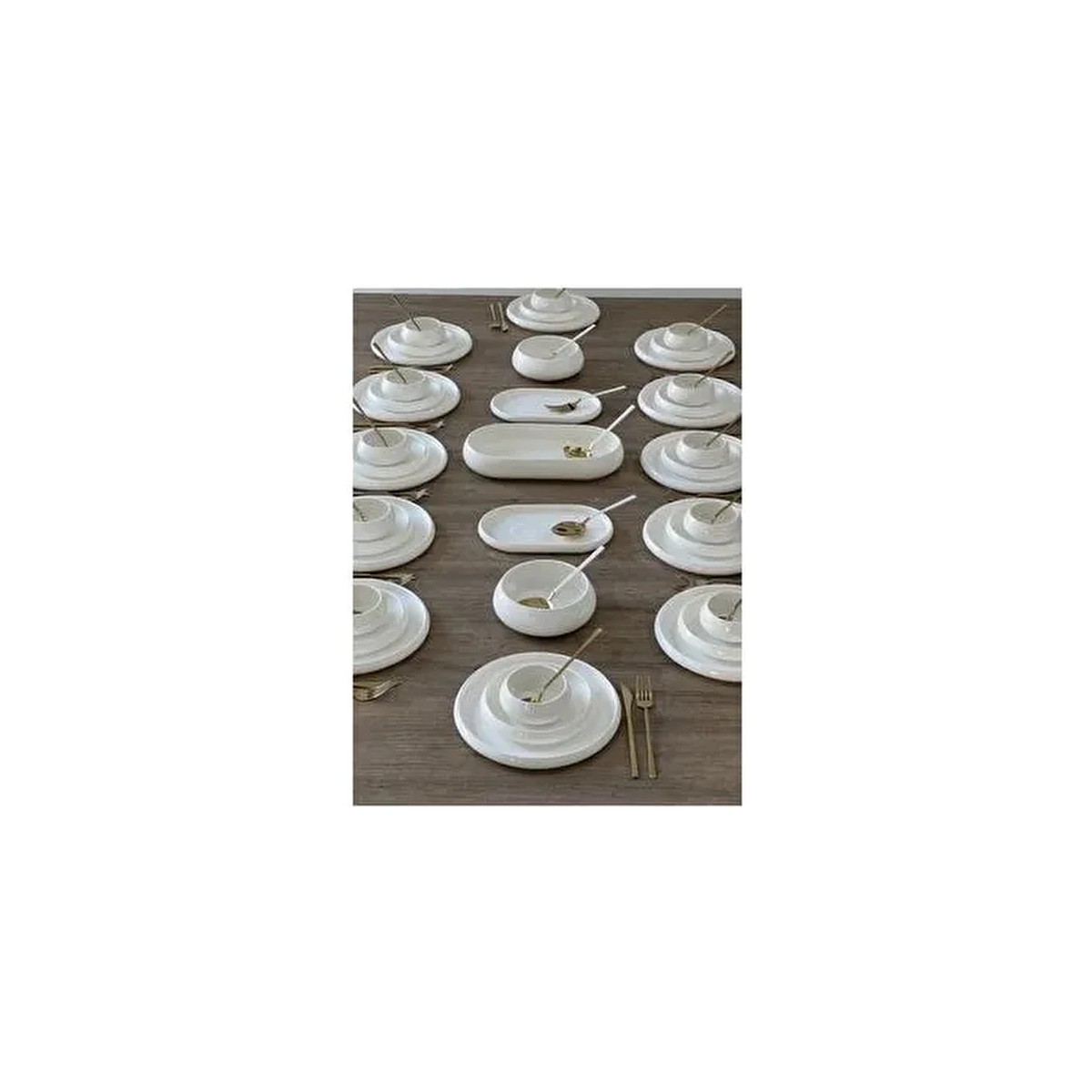 110001183478903.jpg Bianco Perla Seri Saf Beyaz Porselen 12 Kişilik 41 Parça Yemek Takımı - Görsel 1