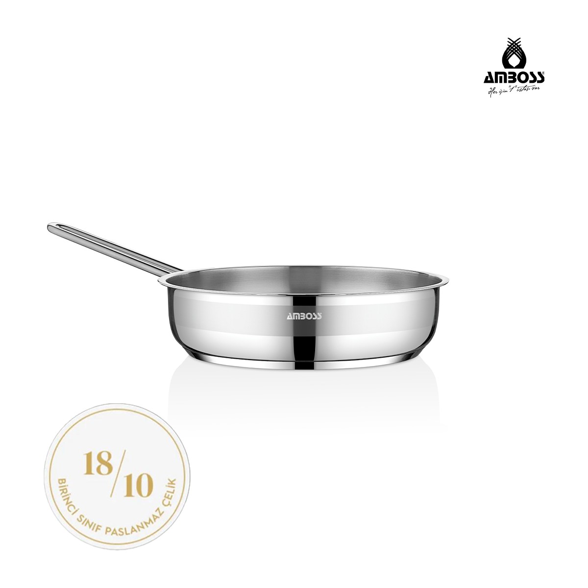 110001183723812.jpg Amboss Ambos Saphire Paslanmaz Çelik 28 cm Kapaksız Çelik Tava - Görsel 1