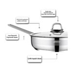 Amboss Saphire Paslanmaz Çelik 26 cm Cam Kapaklı Çelik Tava - Görsel 2