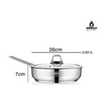 Amboss Saphire Paslanmaz Çelik 26 cm Cam Kapaklı Çelik Tava - Görsel 5