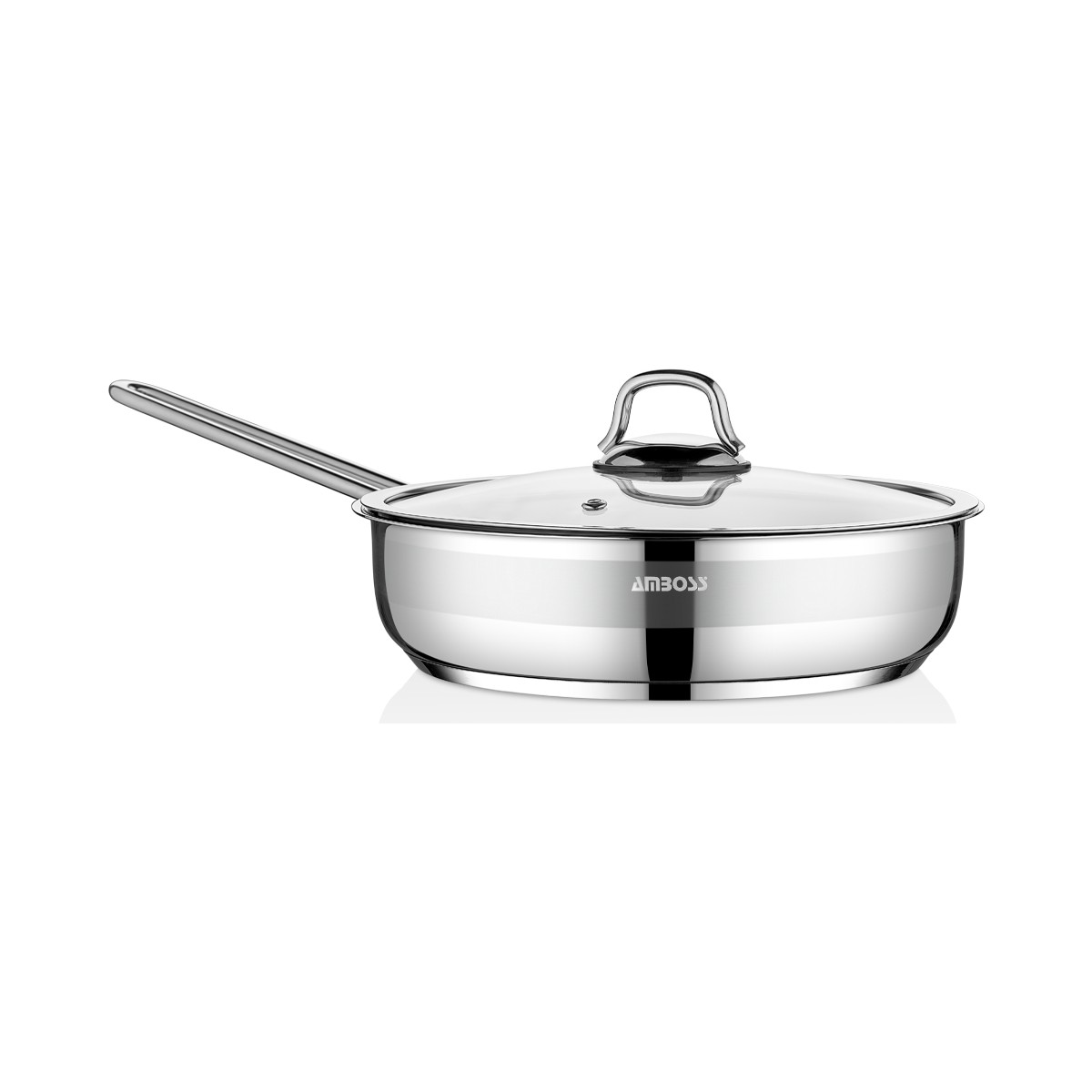 110001183821594.jpg Amboss Ambos Saphire Paslanmaz Çelik Cam Kapaklı Tava 28x8 cm - Görsel 1