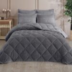 Otelonia King Size (Battal Boy) Striped Jakarlı Wellsoft Yorgan + 2 Volanlı Yastık Kılıfı