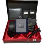 D'S Damat Erkek Bohçası Düz Derili Kutulu Cüzdan Kemer Çorap Kartlık Parfüm Seti