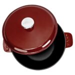 Lava Döküm Yuvarlak Güvec Tencere Döküm Demir Yekpare Kulplu. ÇAP(Ø)26CM.-BORDO - Görsel 3