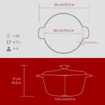 Lava Döküm Yuvarlak Güvec Tencere Döküm Demir Yekpare Kulplu. ÇAP(Ø)26CM.-BORDO - Görsel 5