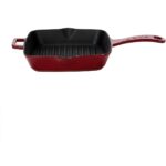 Lava Döküm Kare Izgara Tava Döküm Demir Yekpare Saplı Ölçü 20X20CM.-BORDO