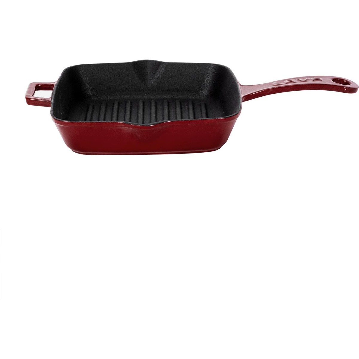 110001190597672.jpg Lava Döküm Kare Izgara Tava Döküm Demir Yekpare Saplı Ölçü 20X20CM.-BORDO - Görsel 1