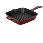 Lava Döküm Kare Izgara Tava Döküm Demir Yekpare Saplı Ölçü 20X20CM.-BORDO - Görsel 2