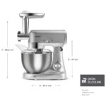 Karaca Multicast Plus Döküm Kıyma Çekme/Sucuk-Sosis/İçli Köfte/ Kurabiye Aparatlı Hamur Yoğurma Makinesi Silver 1000w 5l - Görsel 2