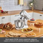 Karaca Multicast Plus Döküm Kıyma Çekme/Sucuk-Sosis/İçli Köfte/ Kurabiye Aparatlı Hamur Yoğurma Makinesi Silver 1000w 5l - Görsel 5