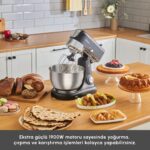 Karaca Multicast Plus Döküm Kıyma Çekme/Kurabiye Aparatlı Hamur Yoğurma Makinesi Black 1000w 5l - Görsel 3