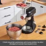 Karaca Multicast Plus Döküm Kıyma Çekme/Kurabiye Aparatlı Hamur Yoğurma Makinesi Black 1000w 5l - Görsel 4