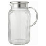 Dekorasyaa Borosilikat Origami Desen Cam Sürahi Paslanmaz Çelik Kapaklı 1800ML - Görsel 2