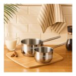 Amboss 2 Parça Paslanmaz Çelik 16-18 cm Mama Seti Kapaksız Sütlük