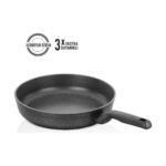 Korkmaz Ornella Granit Düz Tava 28 cm Siyah Volkanit Görünümlü Tek Parça Tasarım - Görsel 3