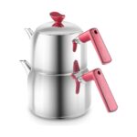 Karaca Maçka Midi Çaydanlık Takımı 18/10 Paslanmaz Çelik Isıya Dayanıklı Sap 1,35+1,95 Lt Bordo - Görsel 3