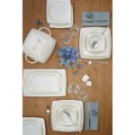 Emsan Fine Bone Ela 60 Parça 12 Kişilik Beyaz Kare Porselen Yemek Takımı - Görsel 5