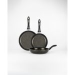 Bonetti Premium 3'lü Granit Tava Seti Yanmaz Yapışmaz Çizilmez Siyah | 20-24-28 cm |