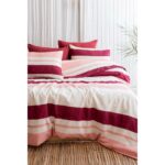 Zadetex Modern Çizgili Nevresim Takımı Çift Kişilik Çarşafı Lastikli