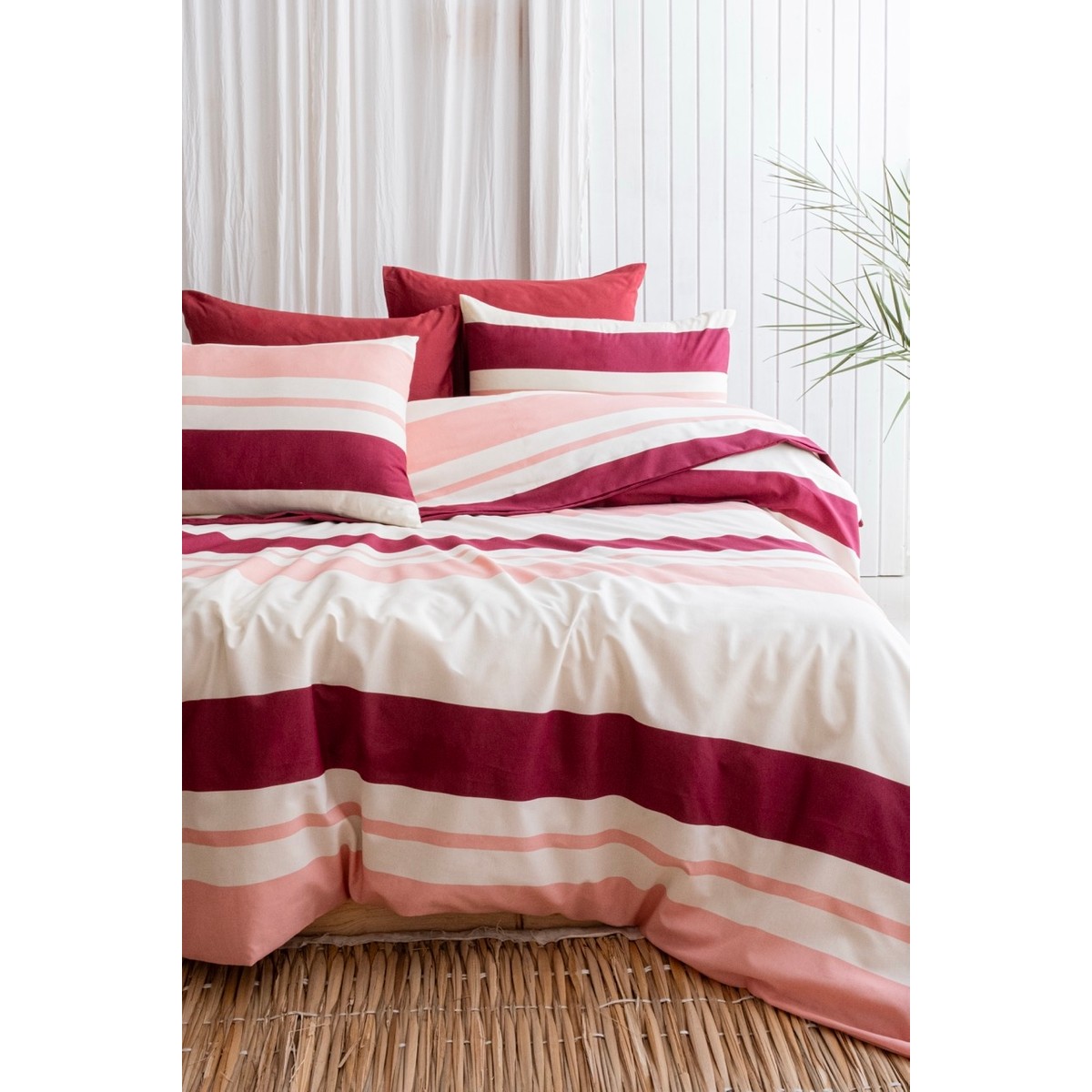 110001198916831.jpg Zadetex Modern Çizgili Nevresim Takımı Çift Kişilik Çarşafı Lastikli - Görsel 1