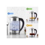 Karaca Cam Inox Bitki Çayı Makinesi ve Su Isıtıcı Kettle 2202,Led Işıklı, Yüksek Borosilikat Gövde Paslanmaz Çelik SUS304 - Görsel 2