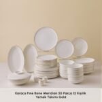Karaca Fine Bone Meridian 55 Parça 12 Kişilik Yemek Takımı Gold - Görsel 3