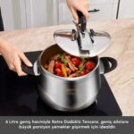 Karaca Retro Paslanmaz Çelik İndüksiyon Tabanlı Düdüklü Tencere 6 Lt - Görsel 3