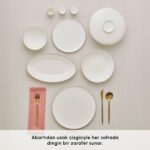 Karaca Fine Bone Meridian 55 Parça 12 Kişilik Yemek Takımı Gold - Görsel 4