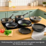 Karaca Biodiamond Easy Clip Çıkarılabilir Saplı İndüksiyon Tabanlı 13 Parça Tencere / Tava Seti - Görsel 3