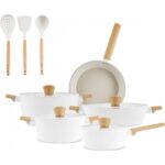 Karaca x Refika Swiss Crystal Purelıne Indüksiyon Tabanlı Servis Gereçli 12 Parça Tencere Seti Almond Cream